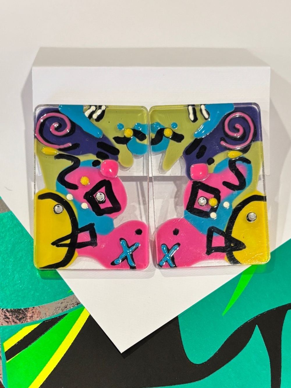 🎉 Vintage Colorful Abstract Resin Statement Earrings 🎉